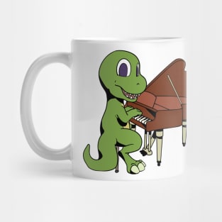 Cartoon TREX plays the piano Mug